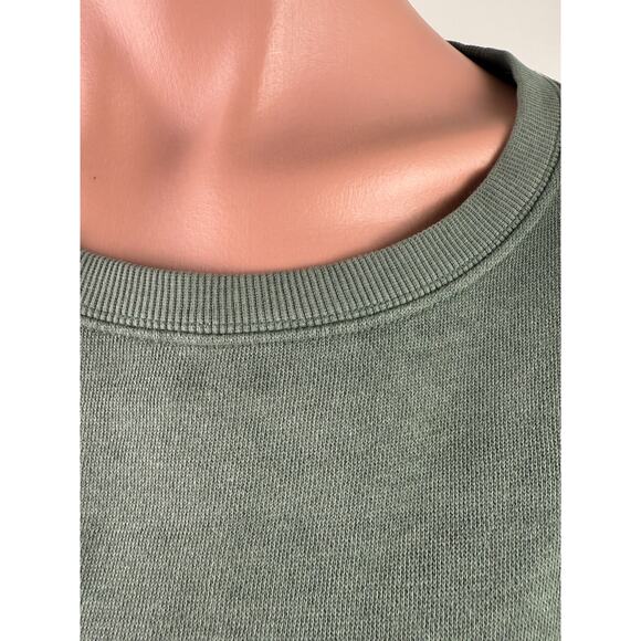 Victoria's Secret PINK Long Sleeve Pullover Fleece Green Crop Sweatshirt Size XL - Picture 3 of 10